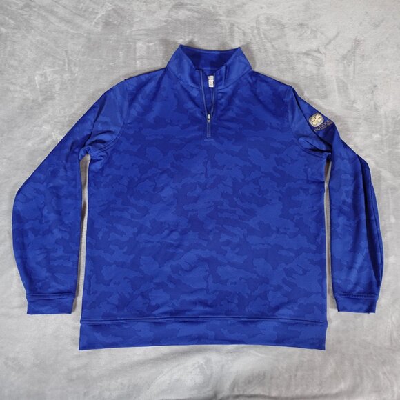 Peter Millar Perth Camo 1/4 Zip Pullover Mens M Company Logo Athletic Blue - Picture 2 of 12